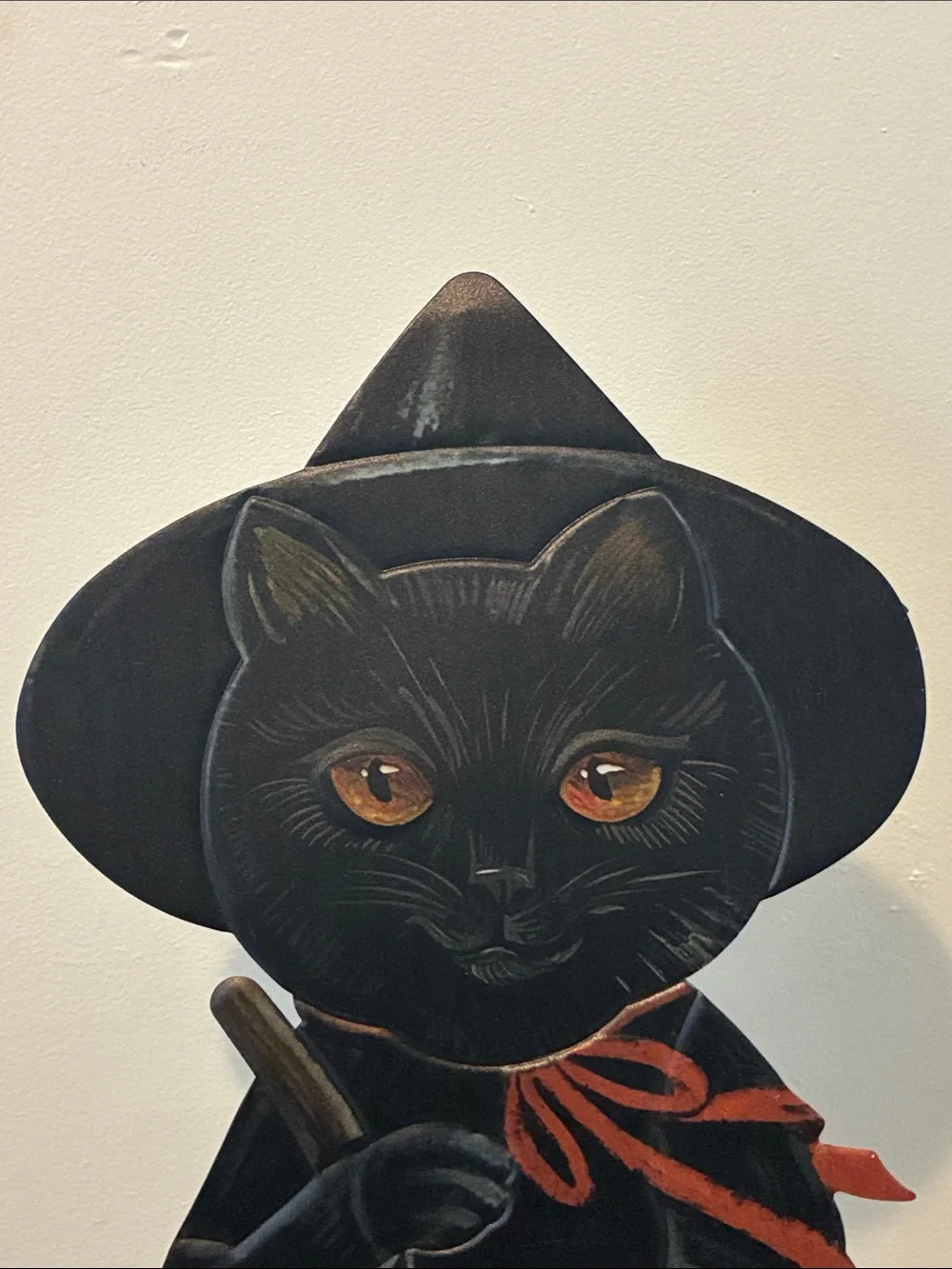 NWT- 23” Black Cat Witch Halloween Metal Easel Stand Porch Sign Decoration